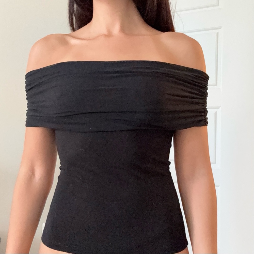 reformation black off shoulder top